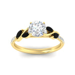 Load image into Gallery viewer, round-cut-curved-vine-black-diamond-engagement-ring-in-yellow-gold-fdens11635rorgblackangle5-nl-yg.jpg?v=1763110620