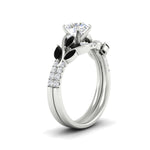 Load image into Gallery viewer, round-cut-curved-vine-black-diamond-wedding-ring-set-in-white-gold-fdens11635rogblackangle2-nl-wg.jpg?v=1764647005