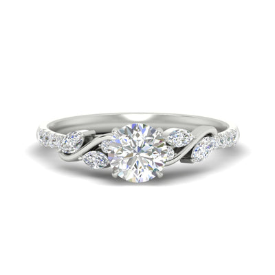 Round Cut Curved Vine Diamond Engagement Ring