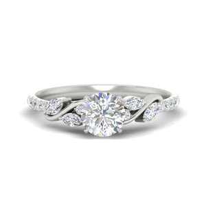 Round Cut Curved Vine Diamond Engagement Ring