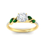 Load image into Gallery viewer, round-cut-curved-vine-emerald-engagement-ring-in-yellow-gold-fdens11635rorgemgrangle5-nl-yg.jpg?v=1763110545
