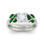 Load image into Gallery viewer, round-cut-curved-vine-emerald-wedding-ring-set-in-white-gold-fdens11635rogemgrangle5-nl-wg.jpg?v=1764647005