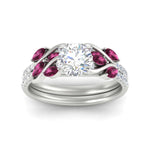 Load image into Gallery viewer, round-cut-curved-vine-pink-sapphire-wedding-ring-set-in-white-gold-fdens11635rogsadrpiangle5-nl-wg_073b0bdb-f3d3-4974-ba53-21a005b3b205.jpg?v=1764647087
