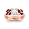 Load image into Gallery viewer, round-cut-curved-vine-ruby-wedding-ring-set-in-rose-gold-fdens11635rogrudrangle5-nl-rg.jpg?v=1764647005