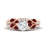 Load image into Gallery viewer, round-cut-curved-vine-ruby-wedding-ring-set-in-rose-gold-fdens11635rogrudrsleep-nl-rg.jpg?v=1764647005