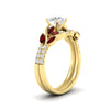 Load image into Gallery viewer, round-cut-curved-vine-ruby-wedding-ring-set-in-yellow-gold-fdens11635rogrudrangle2-nl-yg.jpg?v=1764647005