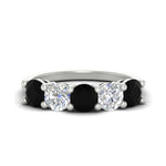 Load image into Gallery viewer, round-cut-diamond-and-black-diamond-3-carat-bridal-wedding-band-in-white-gold-FDENS141ROBGBLACK-3.00CT-NL-WG
