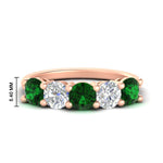 Load image into Gallery viewer, round-cut-diamond-and-emerald-3-carat-bridal-wedding-band-in-rose-gold-FDENS141ROBGEMGR-3.00CT-NL-RG-HW
