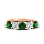 Load image into Gallery viewer, round-cut-diamond-and-emerald-3-carat-bridal-wedding-band-in-rose-gold-FDENS141ROBGEMGR-3.00CT-NL-RG
