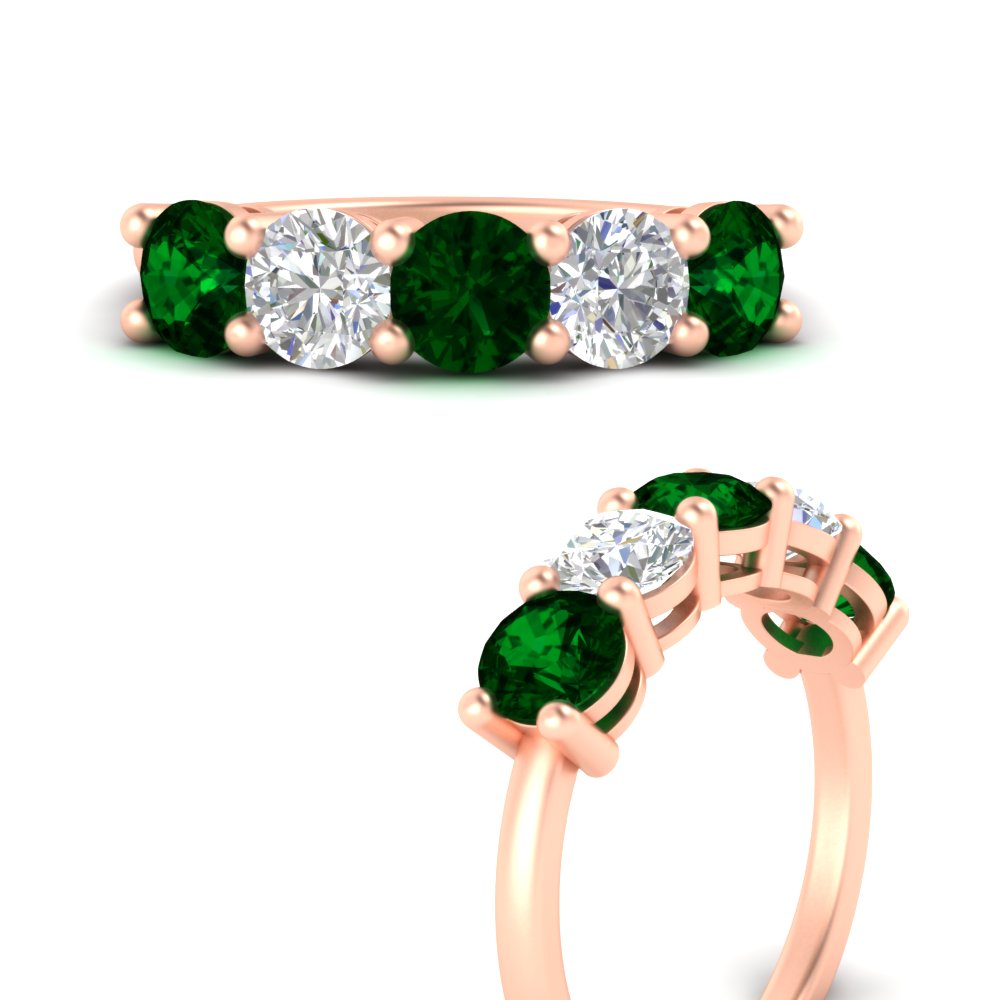 round-cut-diamond-and-emerald-3-carat-bridal-wedding-band-in-rose-gold-FDENS141ROBGEMGRANGLE3-3.00CT-NL-RG