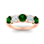 Load image into Gallery viewer, round-cut-diamond-and-emerald-3-carat-bridal-wedding-band-in-rose-gold-FDENS141ROBGEMGRANGLE5-3.00CT-NL-RG
