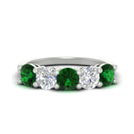 Load image into Gallery viewer, round-cut-diamond-and-emerald-3-carat-bridal-wedding-band-in-white-gold-FDENS141ROBGEMGR-3.00CT-NL-WG
