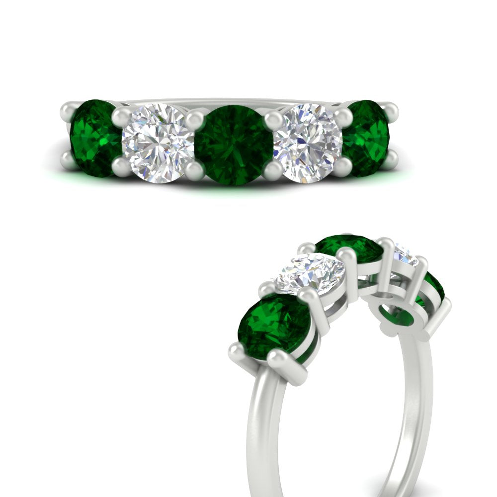 round-cut-diamond-and-emerald-3-carat-bridal-wedding-band-in-white-gold-FDENS141ROBGEMGRANGLE3-3.00CT-NL-WG