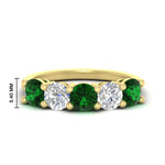 Load image into Gallery viewer, round-cut-diamond-and-emerald-3-carat-bridal-wedding-band-in-yellow-gold-FDENS141ROBGEMGR-3.00CT-NL-YG-HW
