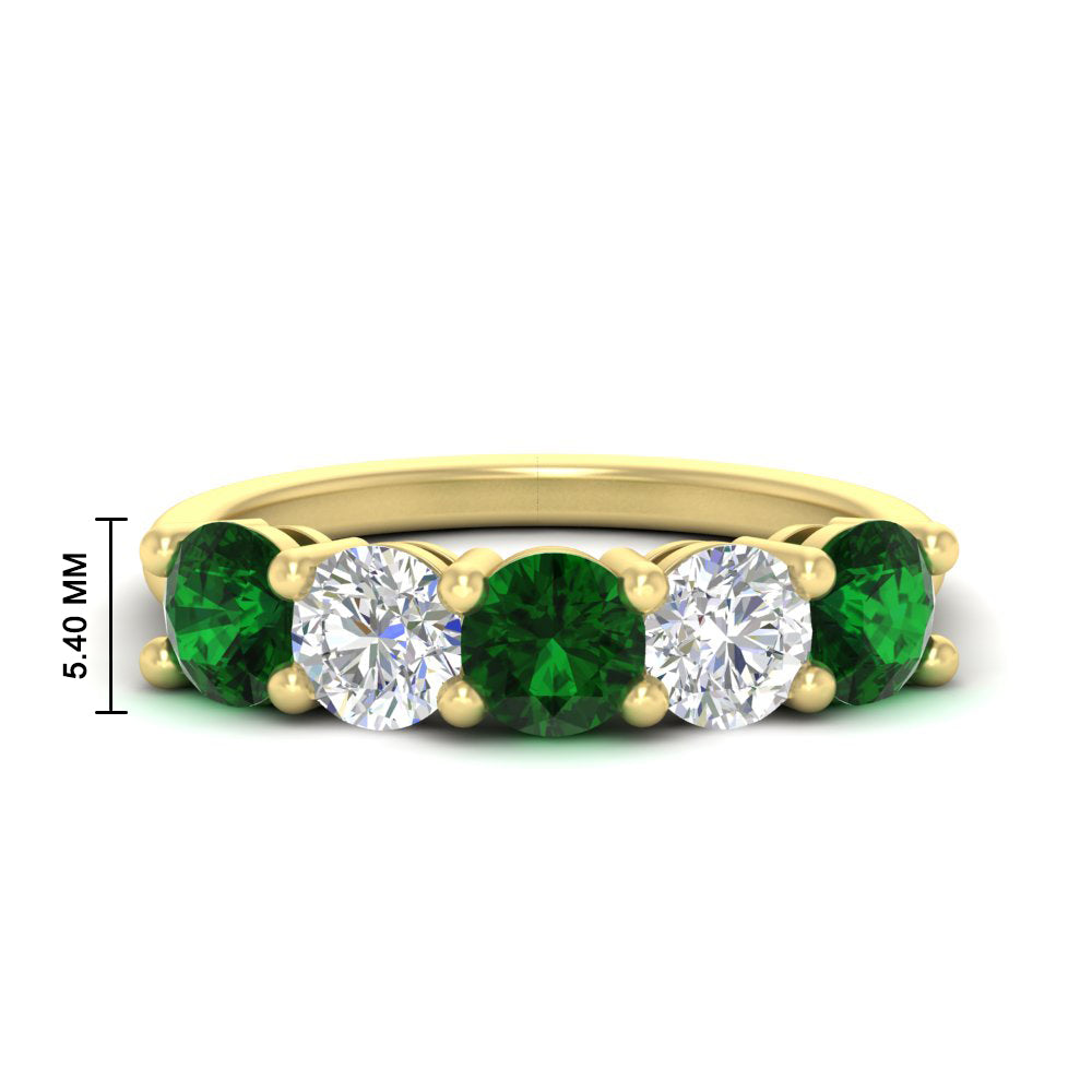round-cut-diamond-and-emerald-3-carat-bridal-wedding-band-in-yellow-gold-FDENS141ROBGEMGR-3.00CT-NL-YG-HW