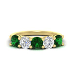 Load image into Gallery viewer, round-cut-diamond-and-emerald-3-carat-bridal-wedding-band-in-yellow-gold-FDENS141ROBGEMGR-3.00CT-NL-YG
