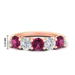 Load image into Gallery viewer, round-cut-diamond-and-pink-sapphire-3-carat-bridal-wedding-band-in-rose-gold-FDENS141ROBGSADRPI-3.00CT-NL-RG-HW
