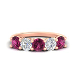 Load image into Gallery viewer, round-cut-diamond-and-pink-sapphire-3-carat-bridal-wedding-band-in-rose-gold-FDENS141ROBGSADRPI-3.00CT-NL-RG
