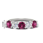 Load image into Gallery viewer, round-cut-diamond-and-pink-sapphire-3-carat-bridal-wedding-band-in-white-gold-FDENS141ROBGSADRPI-3.00CT-NL-WG-HW
