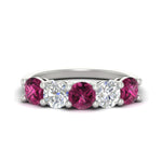 Load image into Gallery viewer, round-cut-diamond-and-pink-sapphire-3-carat-bridal-wedding-band-in-white-gold-FDENS141ROBGSADRPI-3.00CT-NL-WG
