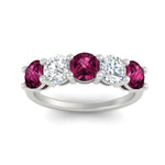 Load image into Gallery viewer, round-cut-diamond-and-pink-sapphire-3-carat-bridal-wedding-band-in-white-gold-FDENS141ROBGSADRPIANGLE5-3.00CT-NL-WG
