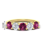 Load image into Gallery viewer, round-cut-diamond-and-pink-sapphire-3-carat-bridal-wedding-band-in-yellow-gold-FDENS141ROBGSADRPI-3.00CT-NL-YG-HW

