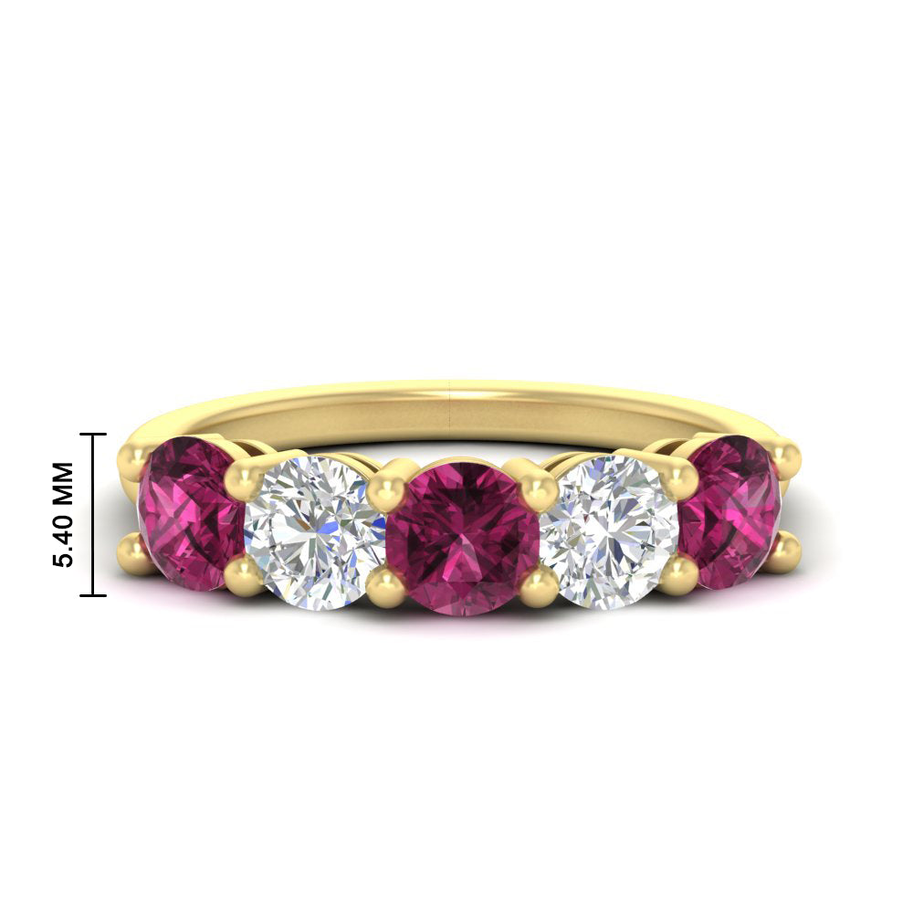 round-cut-diamond-and-pink-sapphire-3-carat-bridal-wedding-band-in-yellow-gold-FDENS141ROBGSADRPI-3.00CT-NL-YG-HW