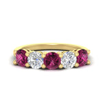 Load image into Gallery viewer, round-cut-diamond-and-pink-sapphire-3-carat-bridal-wedding-band-in-yellow-gold-FDENS141ROBGSADRPI-3.00CT-NL-YG

