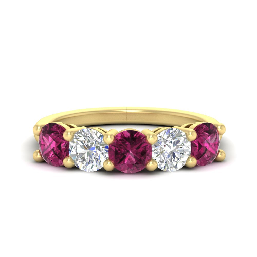 round-cut-diamond-and-pink-sapphire-3-carat-bridal-wedding-band-in-yellow-gold-FDENS141ROBGSADRPI-3.00CT-NL-YG