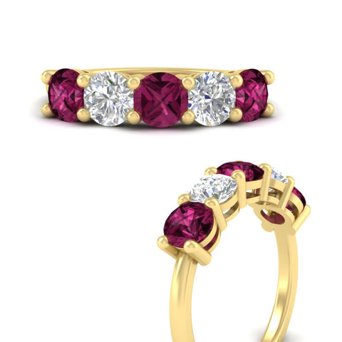 round-cut-diamond-and-pink-sapphire-3-carat-bridal-wedding-band-in-yellow-gold-FDENS141ROBGSADRPIANGLE3-3.00CT-NL-YG