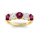 Load image into Gallery viewer, round-cut-diamond-and-pink-sapphire-3-carat-bridal-wedding-band-in-yellow-gold-FDENS141ROBGSADRPIANGLE5-3.00CT-NL-YG
