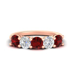 Load image into Gallery viewer, round-cut-diamond-and-ruby-3-carat-bridal-wedding-band-in-rose-gold-FDENS141ROBGRUDR-3.00CT-NL-RG
