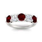 Load image into Gallery viewer, round-cut-diamond-and-ruby-3-carat-bridal-wedding-band-in-white-gold-FDENS141ROBGRUDRANGLE5-3.00CT-NL-WG
