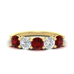 Load image into Gallery viewer, round-cut-diamond-and-ruby-3-carat-bridal-wedding-band-in-yellow-gold-FDENS141ROBGRUDR-3.00CT-NL-YG
