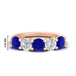 Load image into Gallery viewer, round-cut-diamond-and-sapphire-3-carat-bridal-wedding-band-in-rose-gold-FDENS141ROBGSABL-3.00CT-NL-RG-HW
