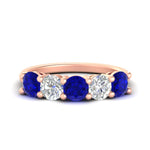 Load image into Gallery viewer, round-cut-diamond-and-sapphire-3-carat-bridal-wedding-band-in-rose-gold-FDENS141ROBGSABL-3.00CT-NL-RG
