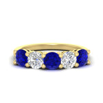 Load image into Gallery viewer, round-cut-diamond-and-sapphire-3-carat-bridal-wedding-band-in-yellow-gold-FDENS141ROBGSABL-3.00CT-NL-YG
