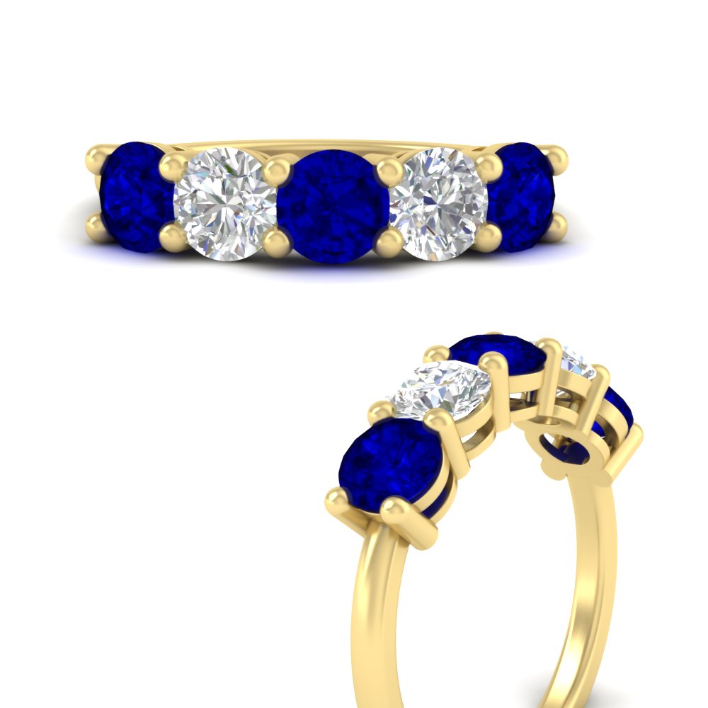 round-cut-diamond-and-sapphire-3-carat-bridal-wedding-band-in-yellow-gold-FDENS141ROBGSABLANGLE3-3.00CT-NL-YG