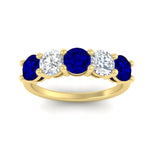 Load image into Gallery viewer, round-cut-diamond-and-sapphire-3-carat-bridal-wedding-band-in-yellow-gold-FDENS141ROBGSABLANGLE5-3.00CT-NL-YG

