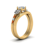 Load image into Gallery viewer, round-cut-diamond-celtic-wedding-set-with-orange-sapphire-in-14K-yellow-gold-FDENS2255B3ROGSAORANGLE2-NL-YG?v=1756976790
