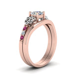 Load image into Gallery viewer, round-cut-diamond-celtic-wedding-set-with-pink-sapphire-in-14K-rose-gold-FDENS2255B3ROGSADRPIANGLE2-NL-RG_d77e1c0a-1f1e-450b-bdb1-717189380e15?v=1756976864
