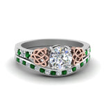 Load image into Gallery viewer, round-cut-diamond-channel-band-celtic-bridal-set-with-emerald-in-950-Platinum-FDENS2255B2ROGEMGR-NL-WG_acfc1980-7c00-49ca-87ba-8c8feab24ea0?v=1756980511
