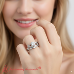 Load image into Gallery viewer, round-cut-diamond-delicate-vine-bridal-set-white-gold-fdens11510-model-2
