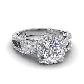 Square Filigree Split Engagement Ring