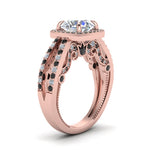 Load image into Gallery viewer, round-cut-diamond-engagement-ring-with-black-diamond-in-FD1109RORGBLACKANGLE3-NL-RG
