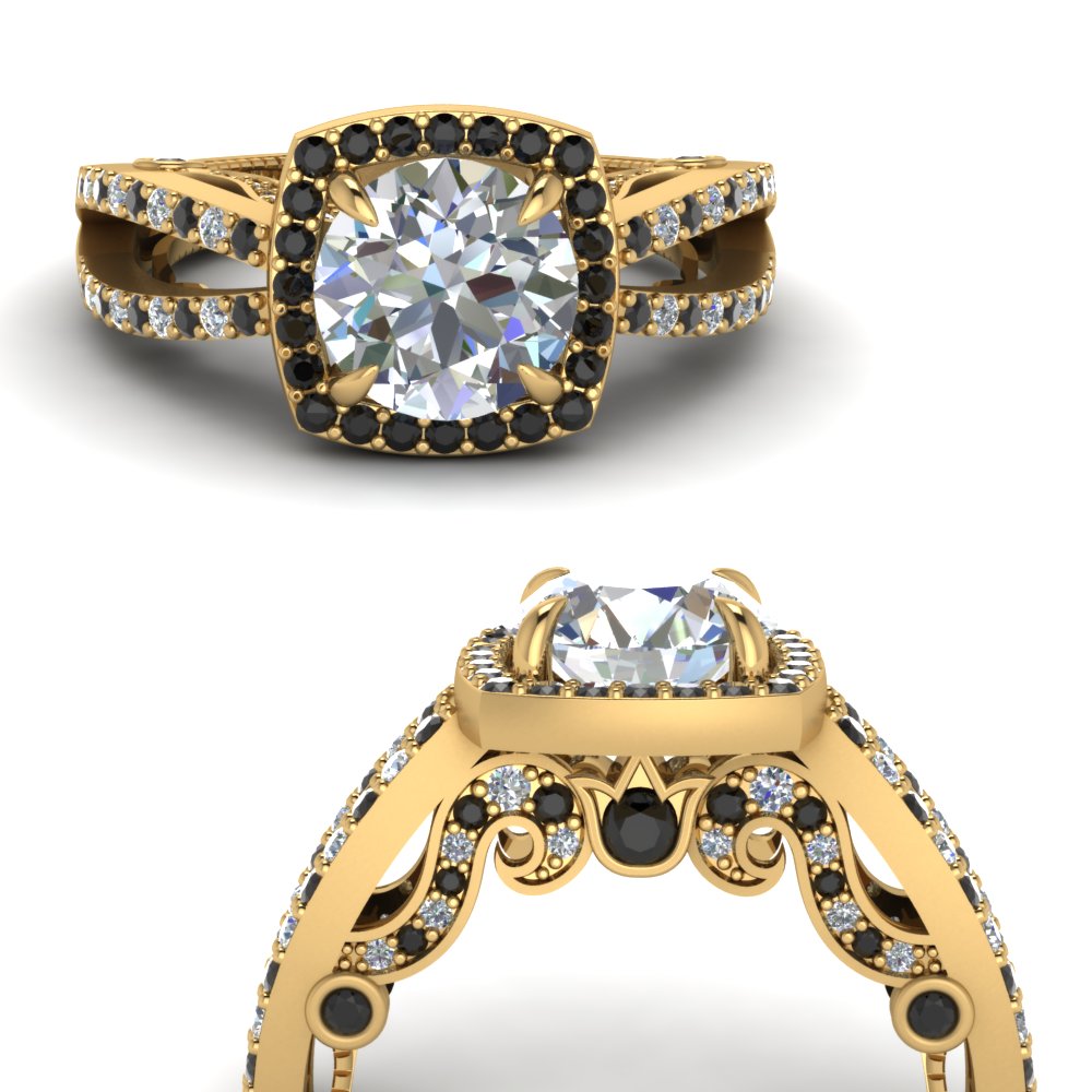 round-cut-diamond-engagement-ring-with-black-diamond-in-18K-yellow-gold-FD1109RORGBLACKANGLE3-NL-YG