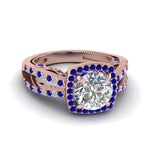 Load image into Gallery viewer, round-cut-diamond-engagement-ring-with-blue-sapphire-in-18K-rose-gold-FD1109RORGSABLANGLE3-NL-RG
