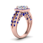 Load image into Gallery viewer, round-cut-diamond-engagement-ring-with-blue-sapphire-in-18K-rose-gold-FD1109RORGSABLANGLE3-NL-RG
