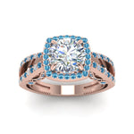 Load image into Gallery viewer, round-cut-diamond-engagement-ring-with-blue-topaz-in-18K-rose-gold-FD1109RORGICBLTOANGLE3-NL-RG
