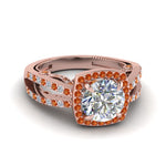 Load image into Gallery viewer, round-cut-diamond-engagement-ring-with-orange-sapphire-in-FD1109RORGSAORANGLE3-NL-RG
